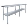 Amgood Stainless Steel Metal Table with Undershelf, 96 Long X 24 Deep AMG WT-2496